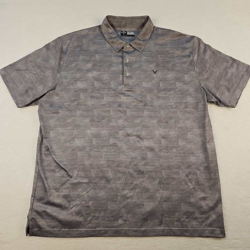 Callaway Mens XXL Golf Henley Collar Polo Shirt Camo Gray Infinity Opti-Dri - Picture 2 of 9